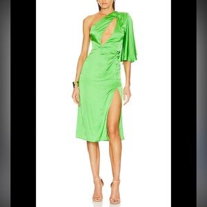Michael Costello x Revolve Greer Midi Dress in Bright Green XXS